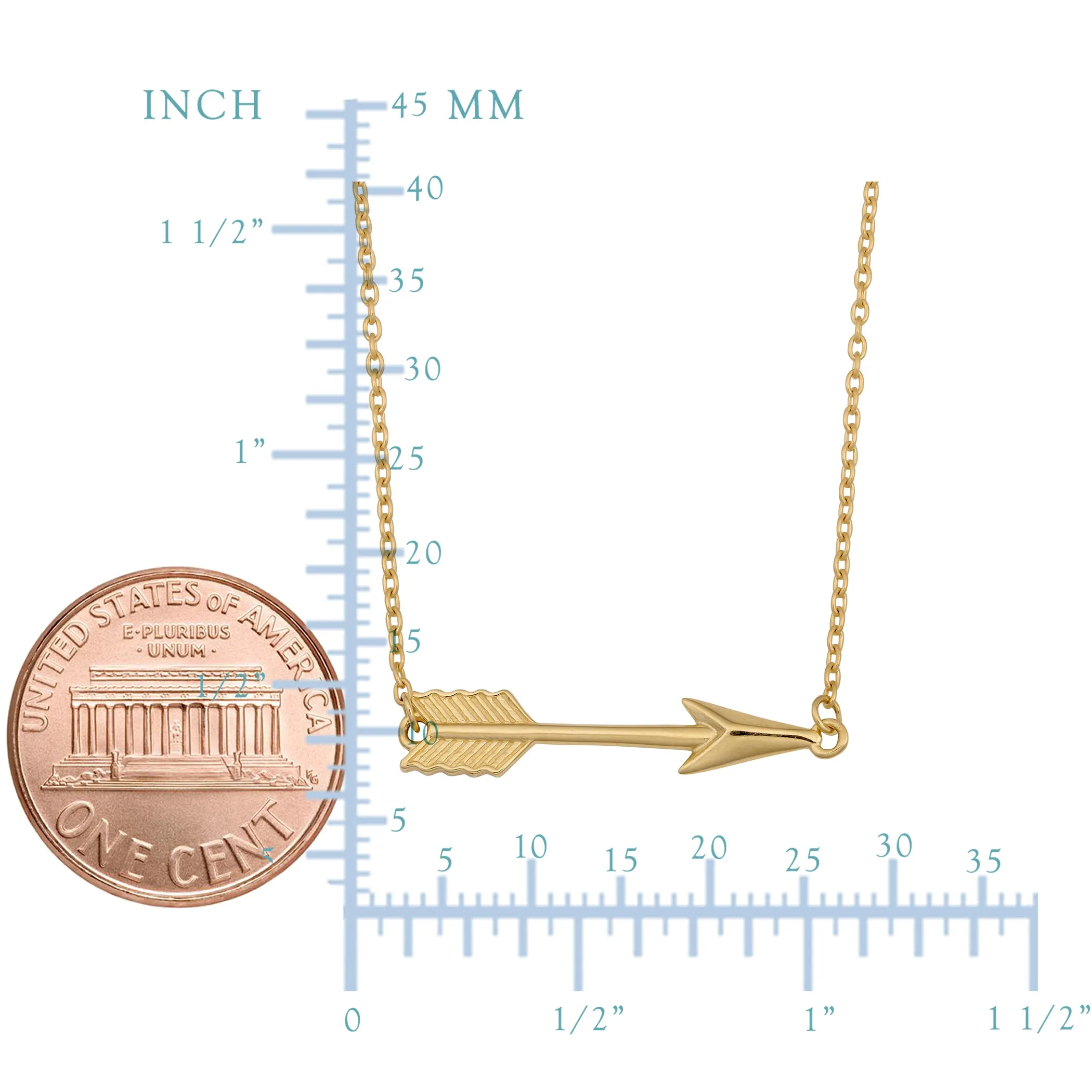 10K Yellow Gold Arrow Pendant Necklace, 18"