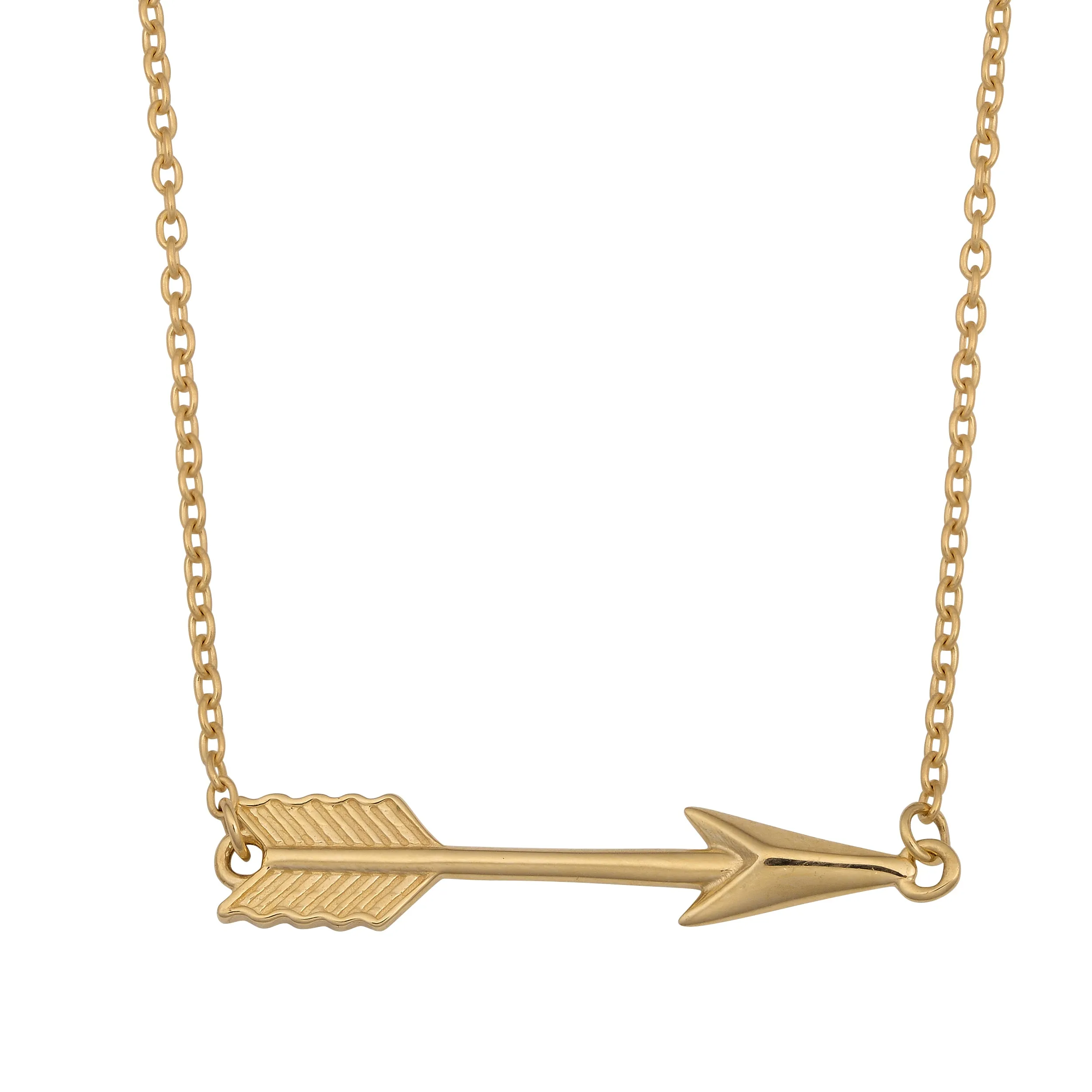 10K Yellow Gold Arrow Pendant Necklace, 18"
