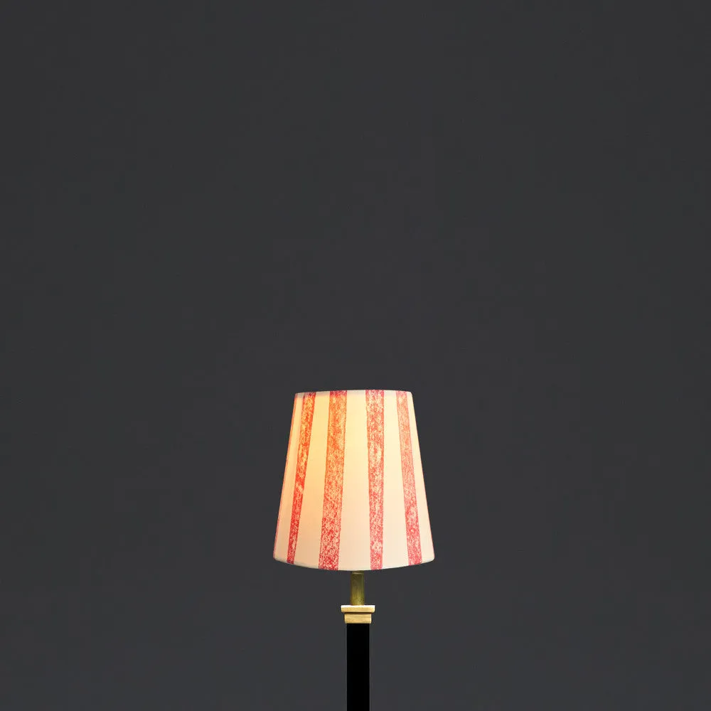 12cm tall tapered clip on shade in scarlet tapers hand painted card