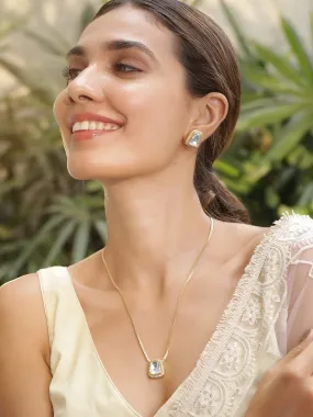 22KT Gold Plated High Quality Polki Studded  Necklace Set