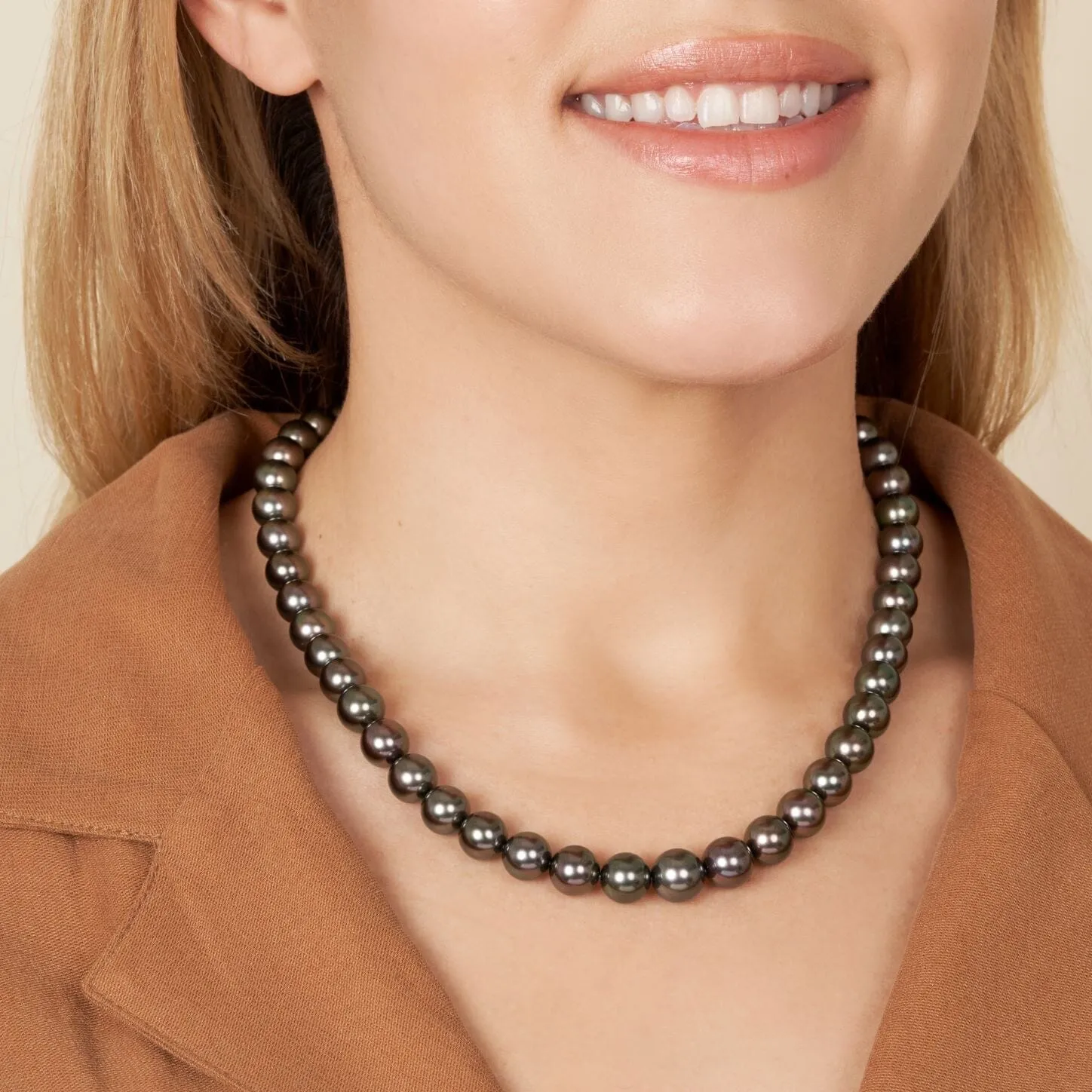 8.0-10.6 mm AAA Tahitian Round Pearl Necklace