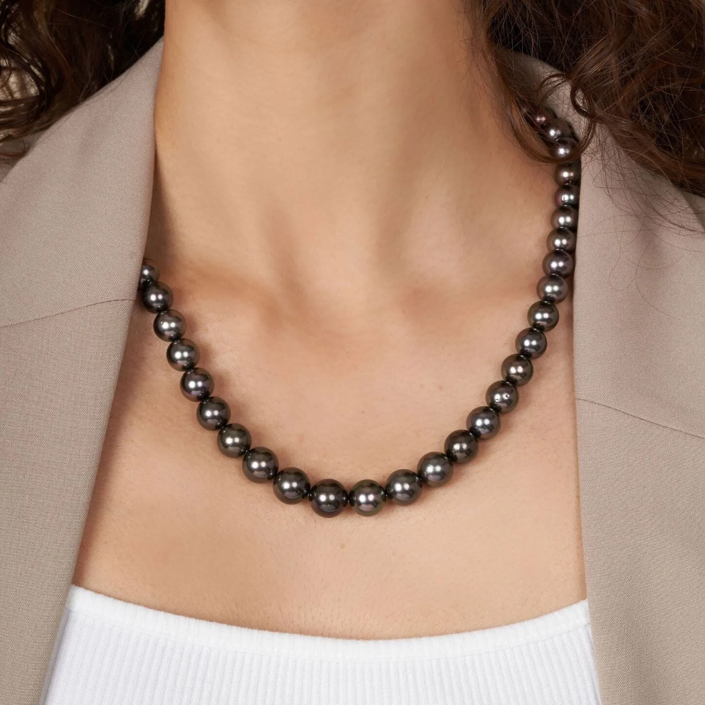 8.1-11.4 mm AA  Tahitian Round Pearl Necklace