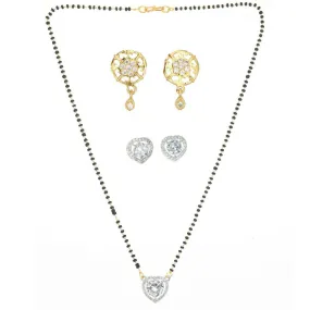 AanyaCentric Gold Plated Mangalsutra with Pendant, 2 Pair Earrings