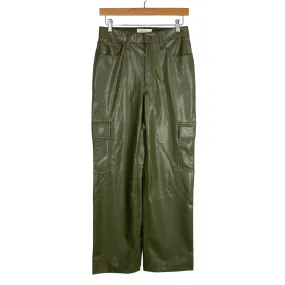 Abercrombie & Fitch Olive Faux Leather 90's Relaxed High Rise Pants NWT- Size 27/4 (Inseam 30”)