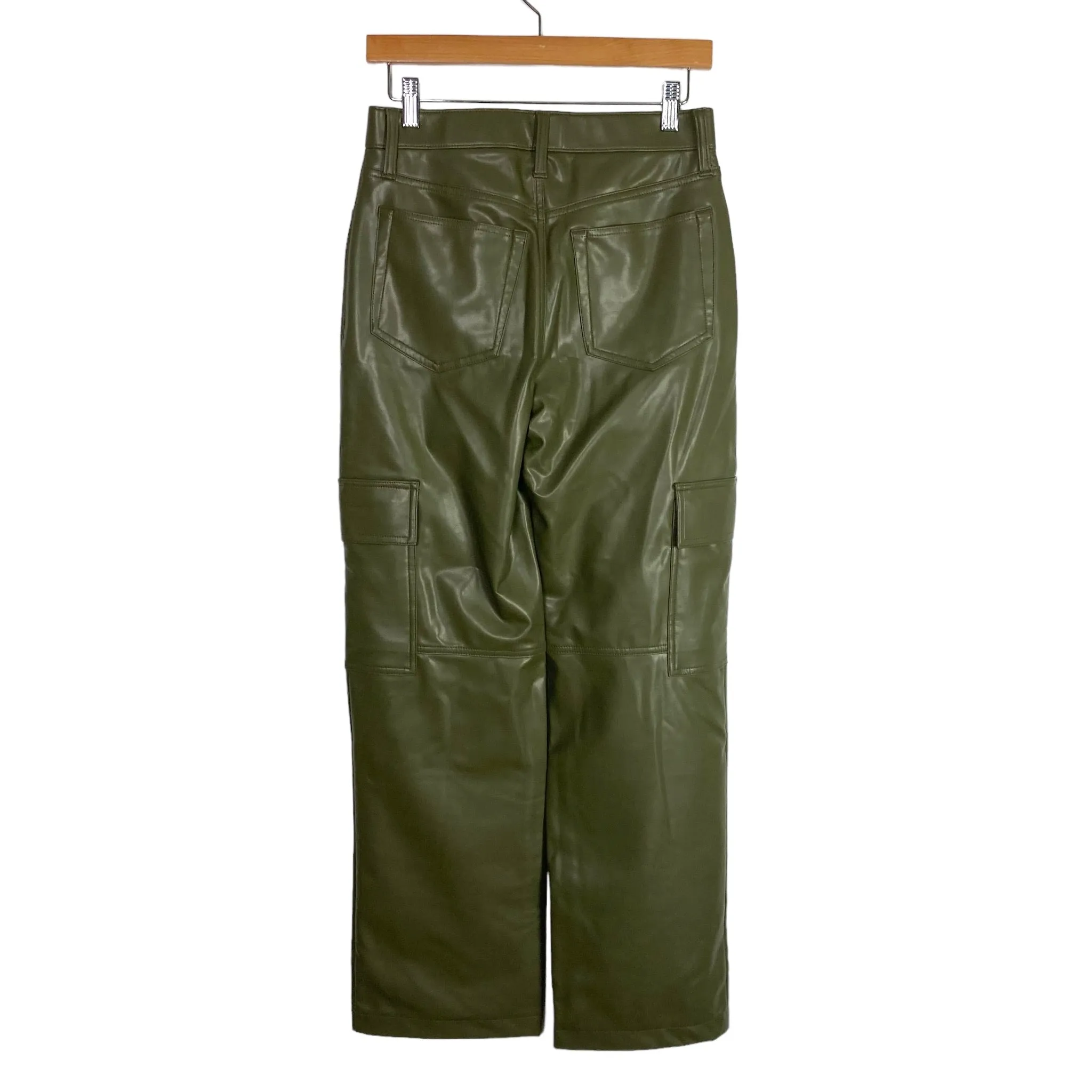 Abercrombie & Fitch Olive Faux Leather 90's Relaxed High Rise Pants NWT- Size 27/4 (Inseam 30”)