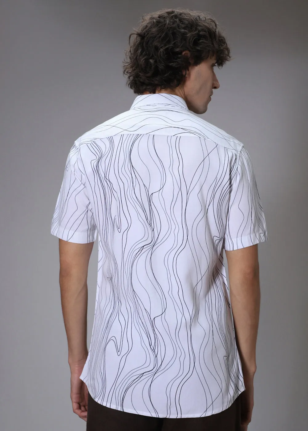 Abstract White Line Print Shirt