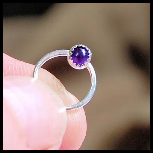 Amethyst Septum or Nose Ring