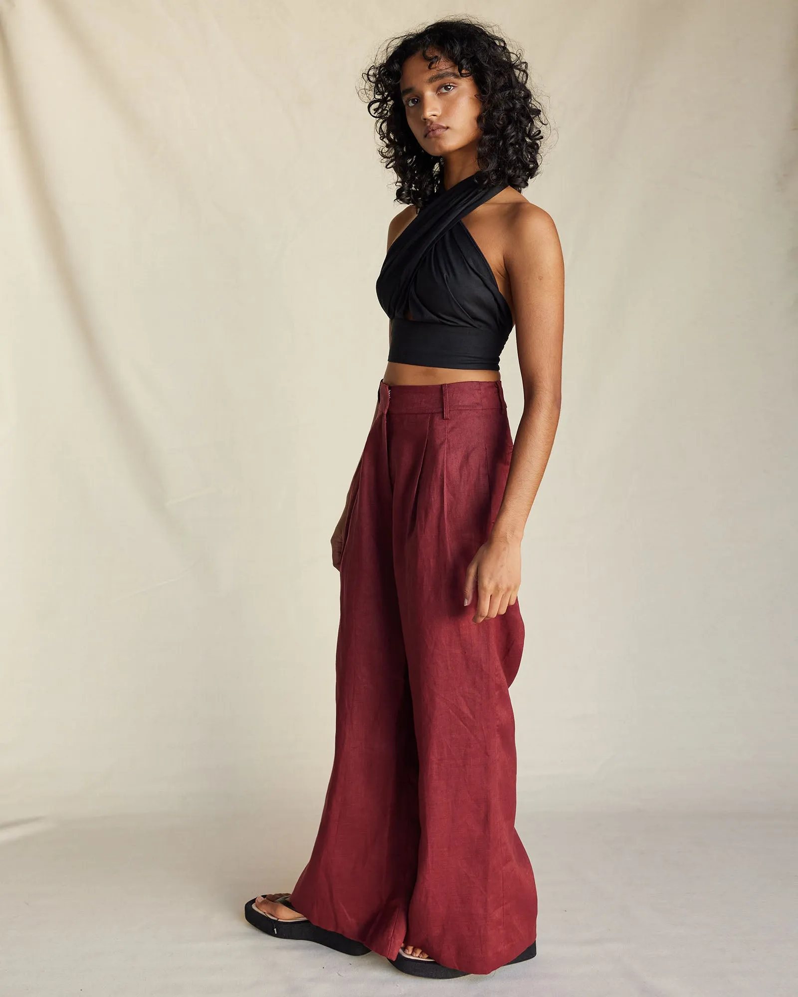 Amrita Linen Halter Top - Black