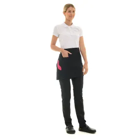 Black Two-tone Short Apron with Fuschia Pocket - MANELLI