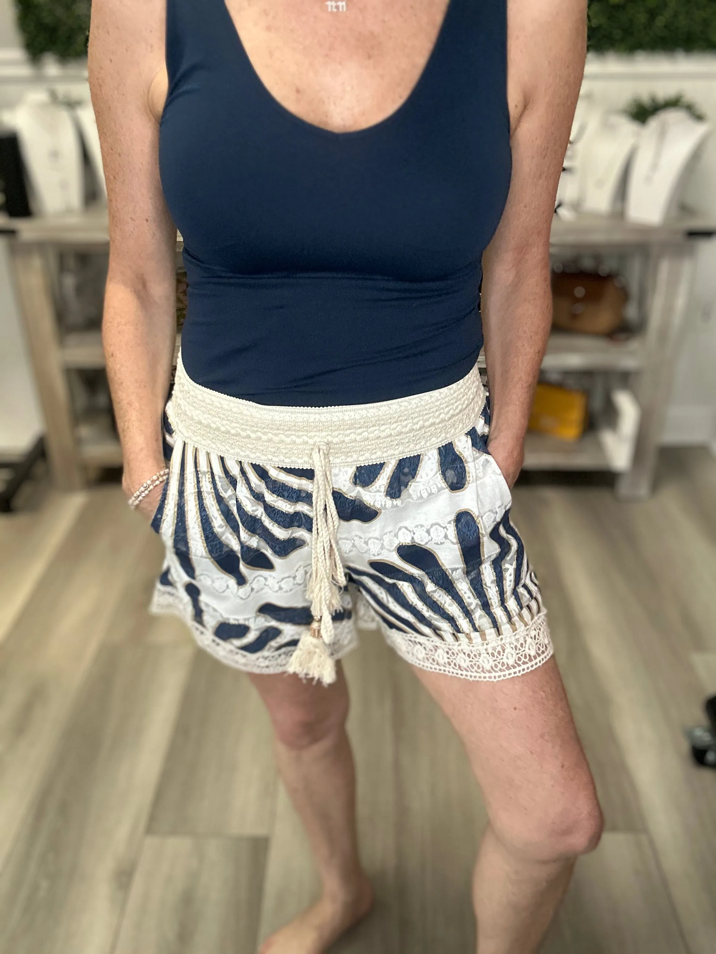 Boho Crochet Detail Shorts