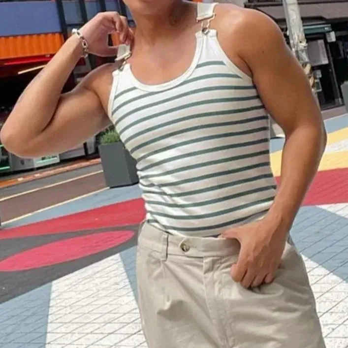 Buckle Strap Striped Tank Top