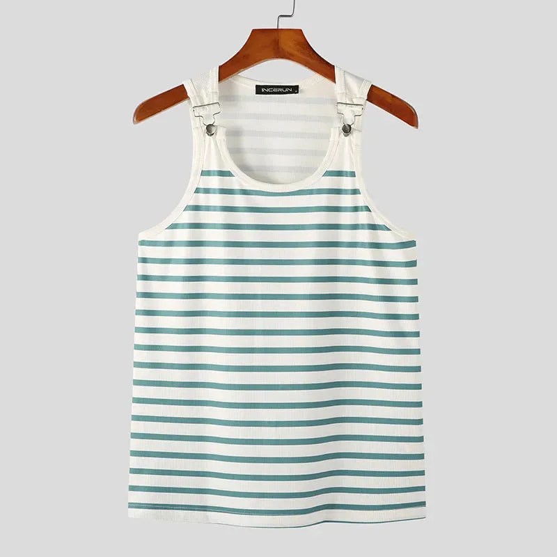Buckle Strap Striped Tank Top