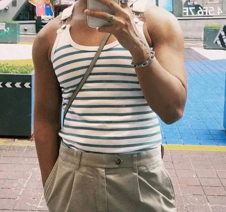 Buckle Strap Striped Tank Top