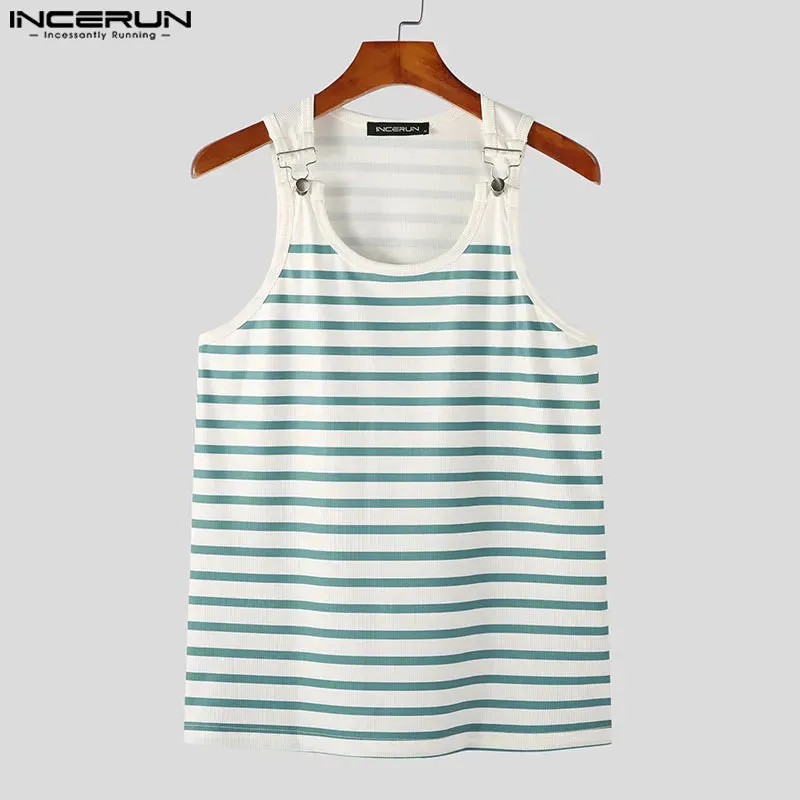 Buckle Strap Striped Tank Top