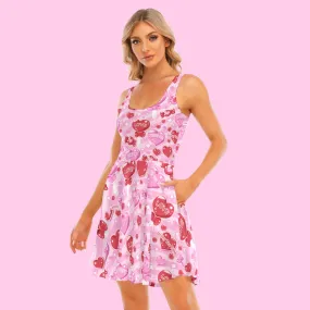 Candy Love Hearts (Red Cutie) Women's Skater Dress With Pockets