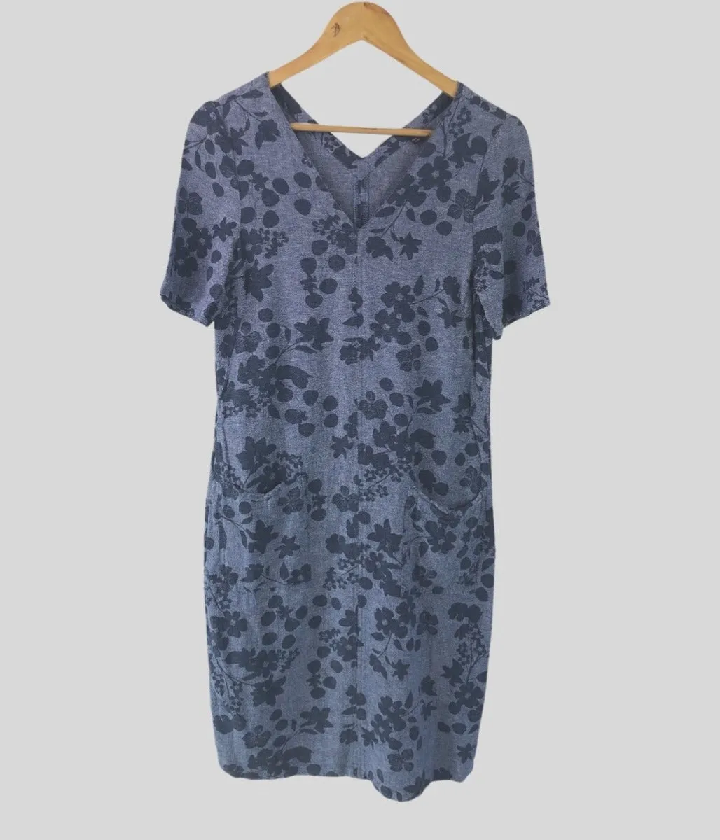 Chambray Floral Linen Dress 6