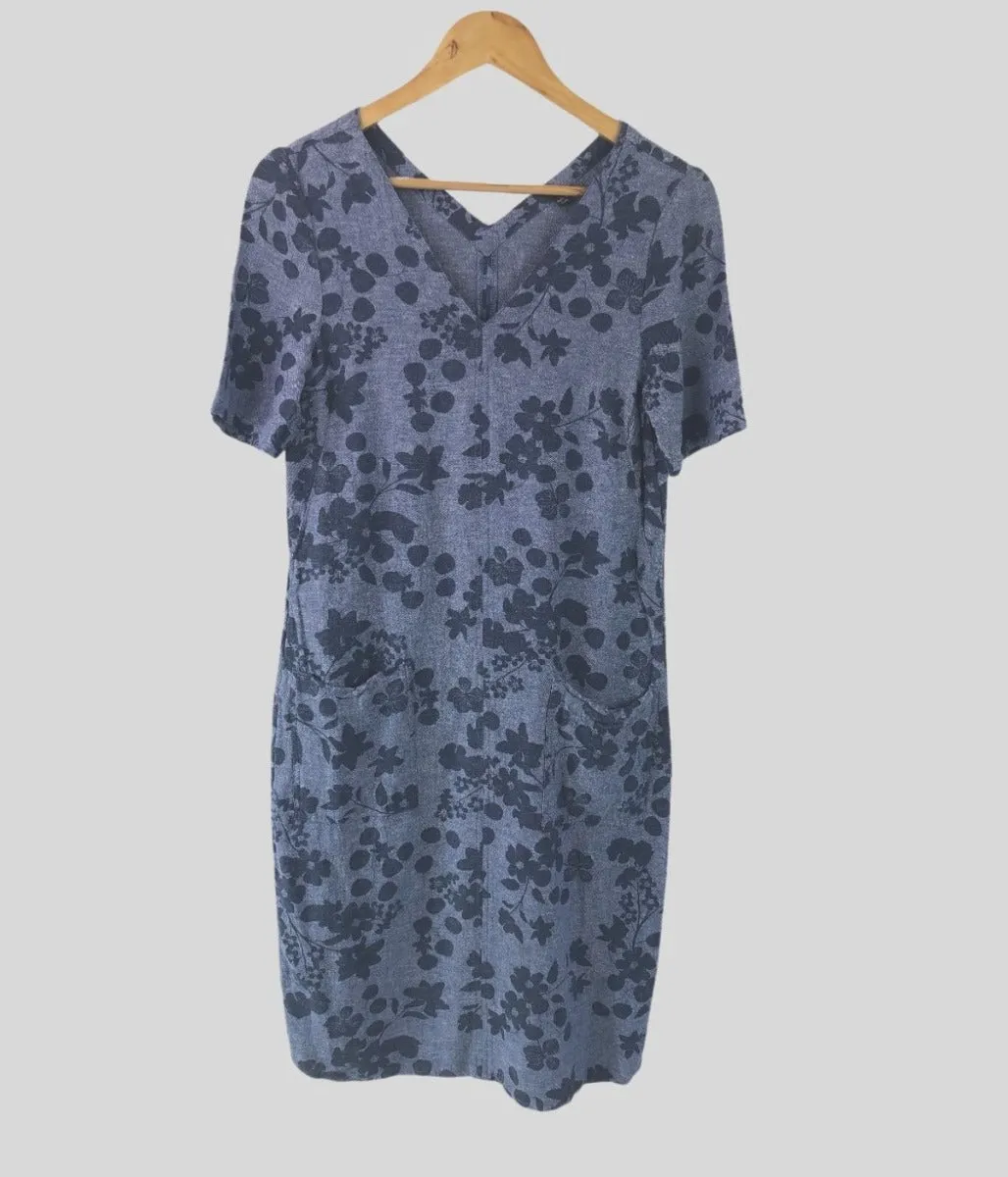 Chambray Floral Linen Dress 6