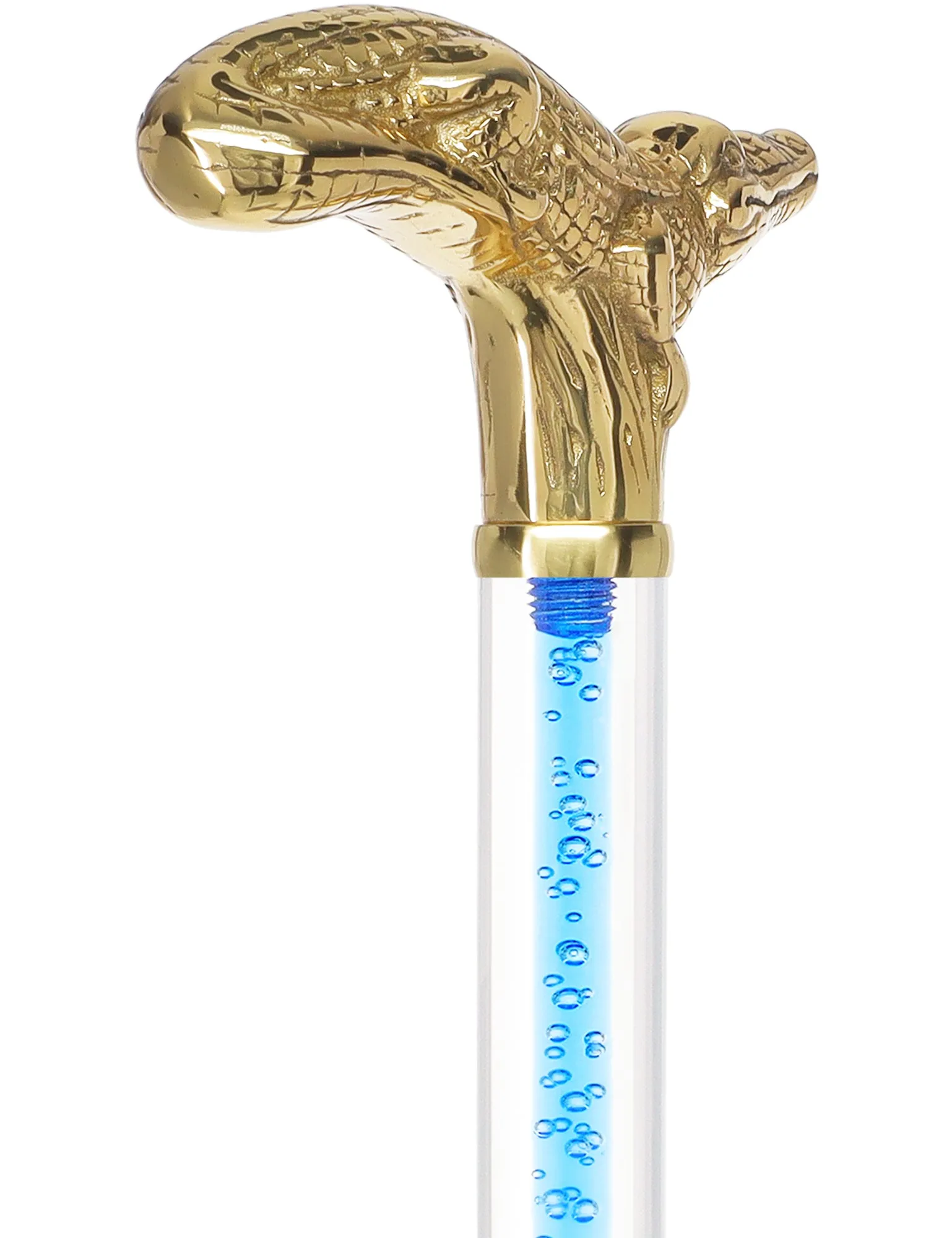 Color Crystal Elegance Brass Alligator Cane with Invisible Acrylic Shaft Options