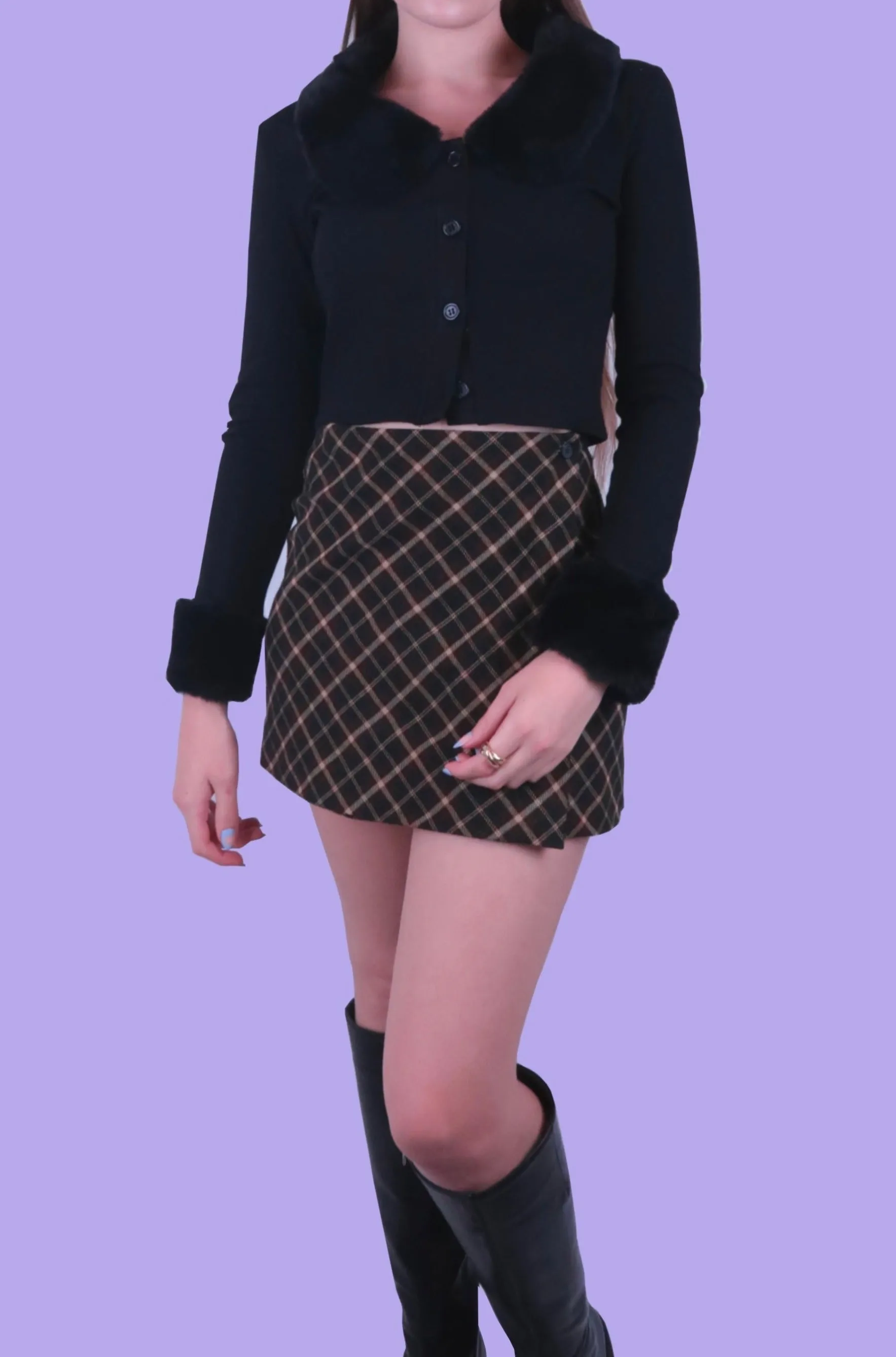 Cool girl crop fluffy cardigan