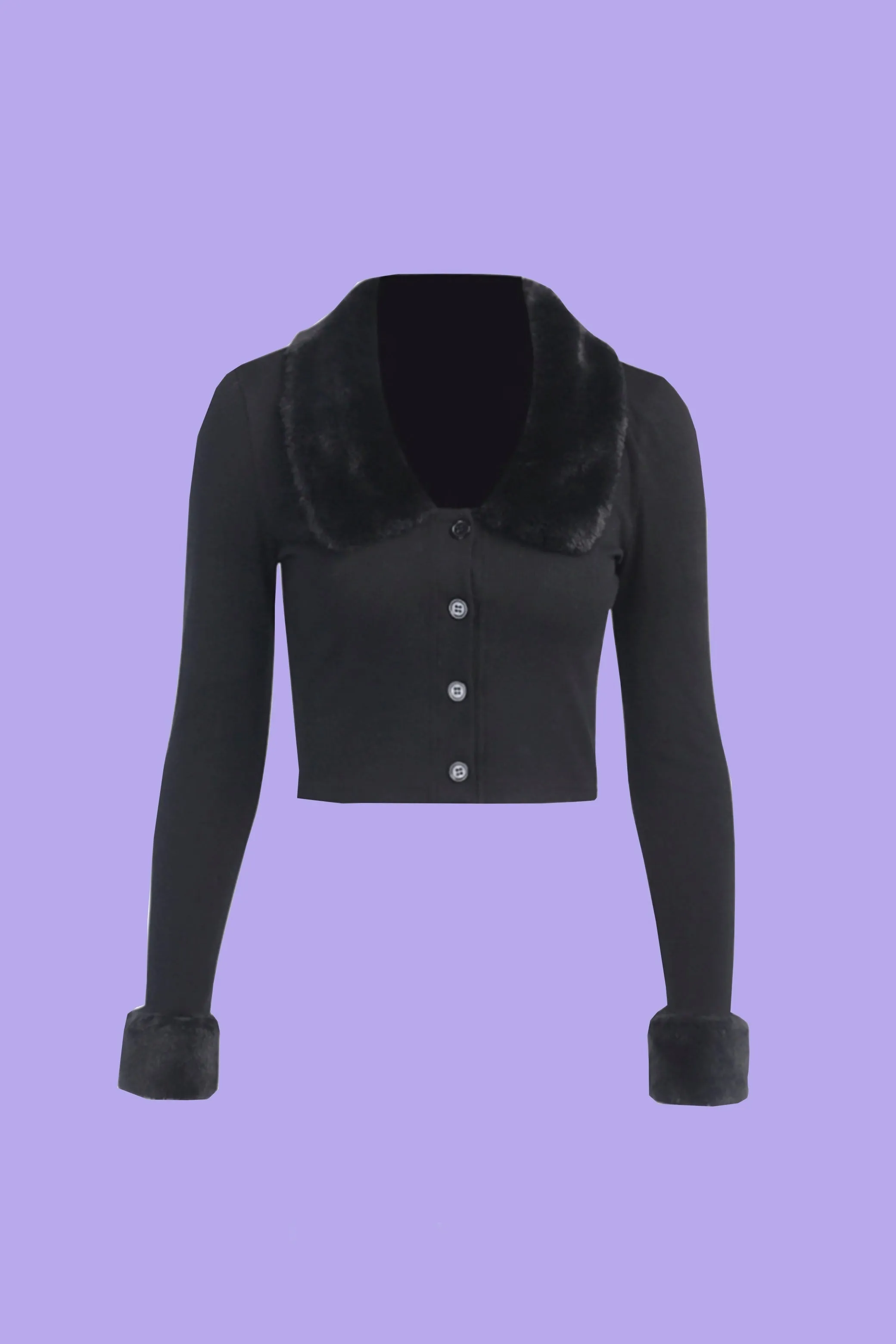 Cool girl crop fluffy cardigan