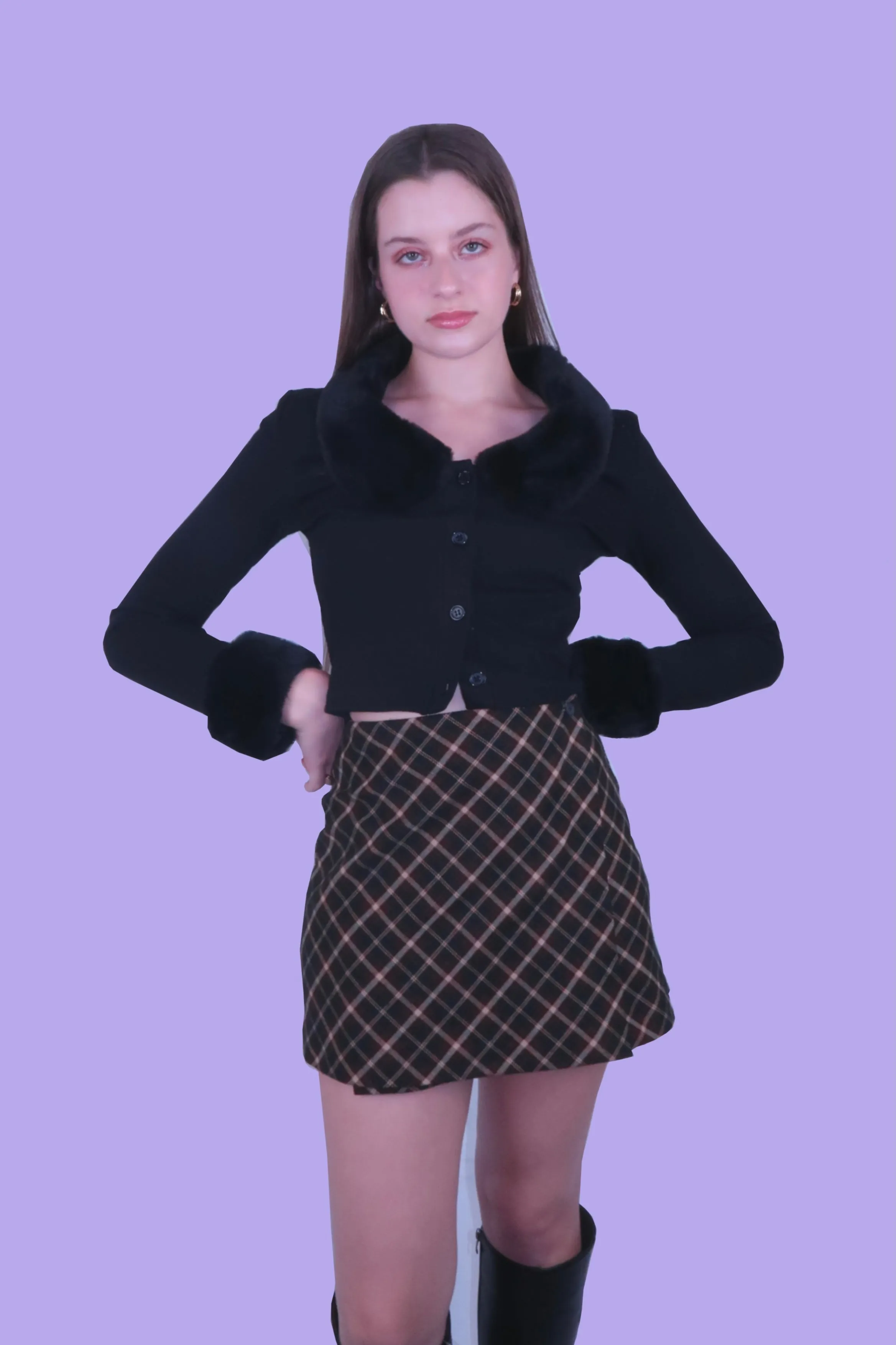 Cool girl crop fluffy cardigan