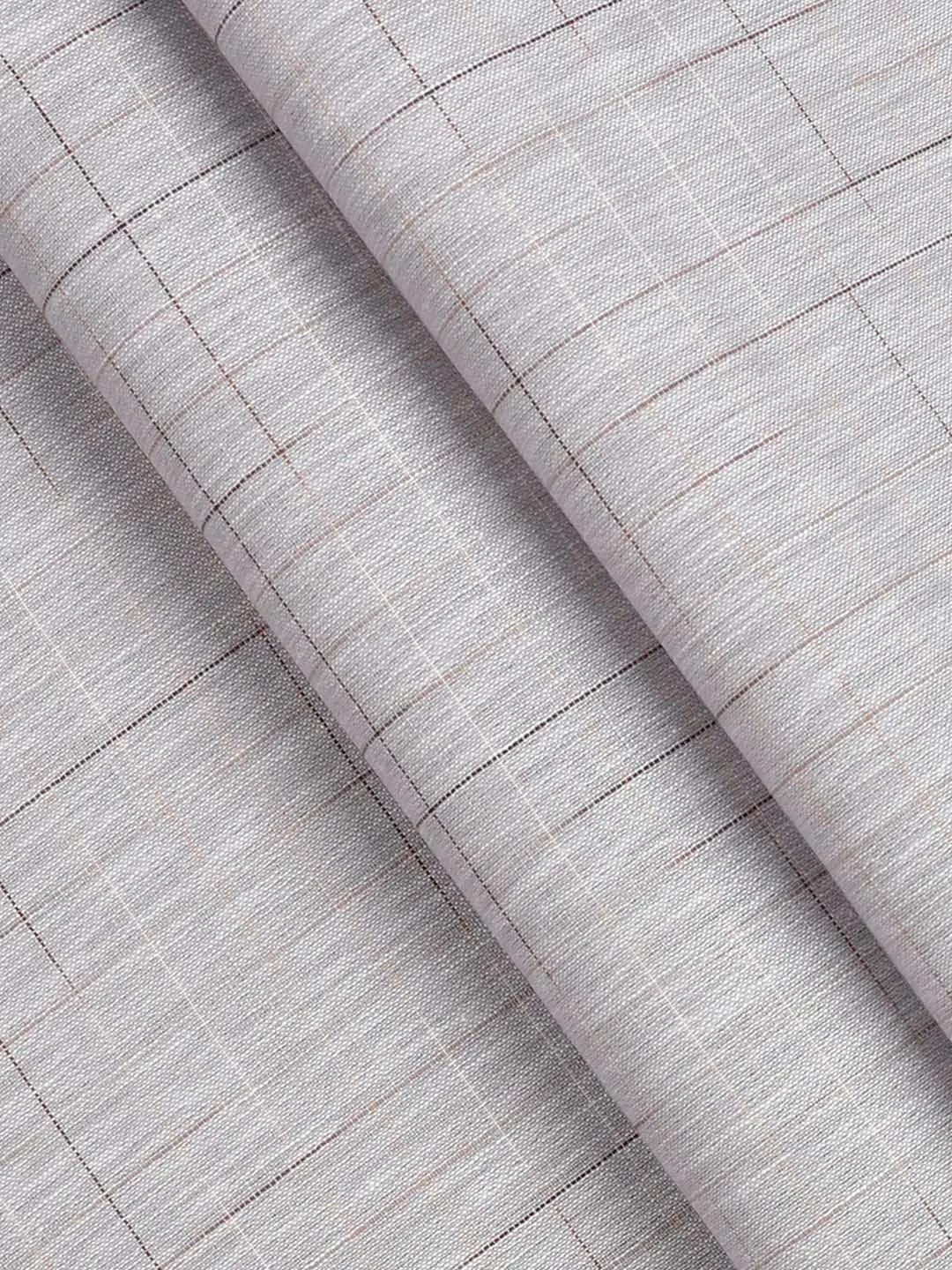 Cotton Rich Grey Checked Shirting Fabric - High Style