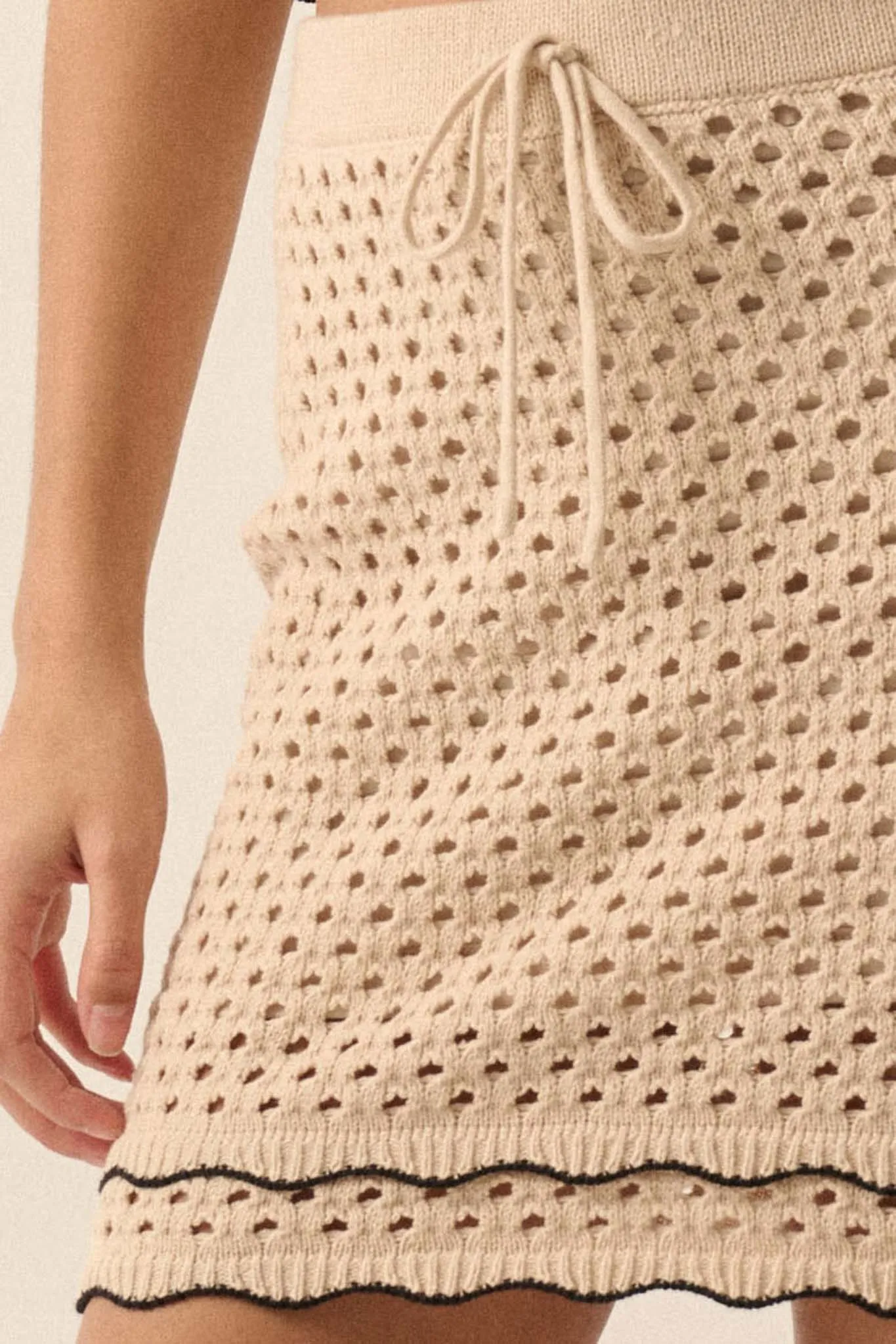 Crochet Away Pointelle Crochet-Knit Mini Skirt