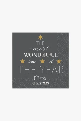 Eldin Black Wonderful Year Christmas Napkins Set Of 20
