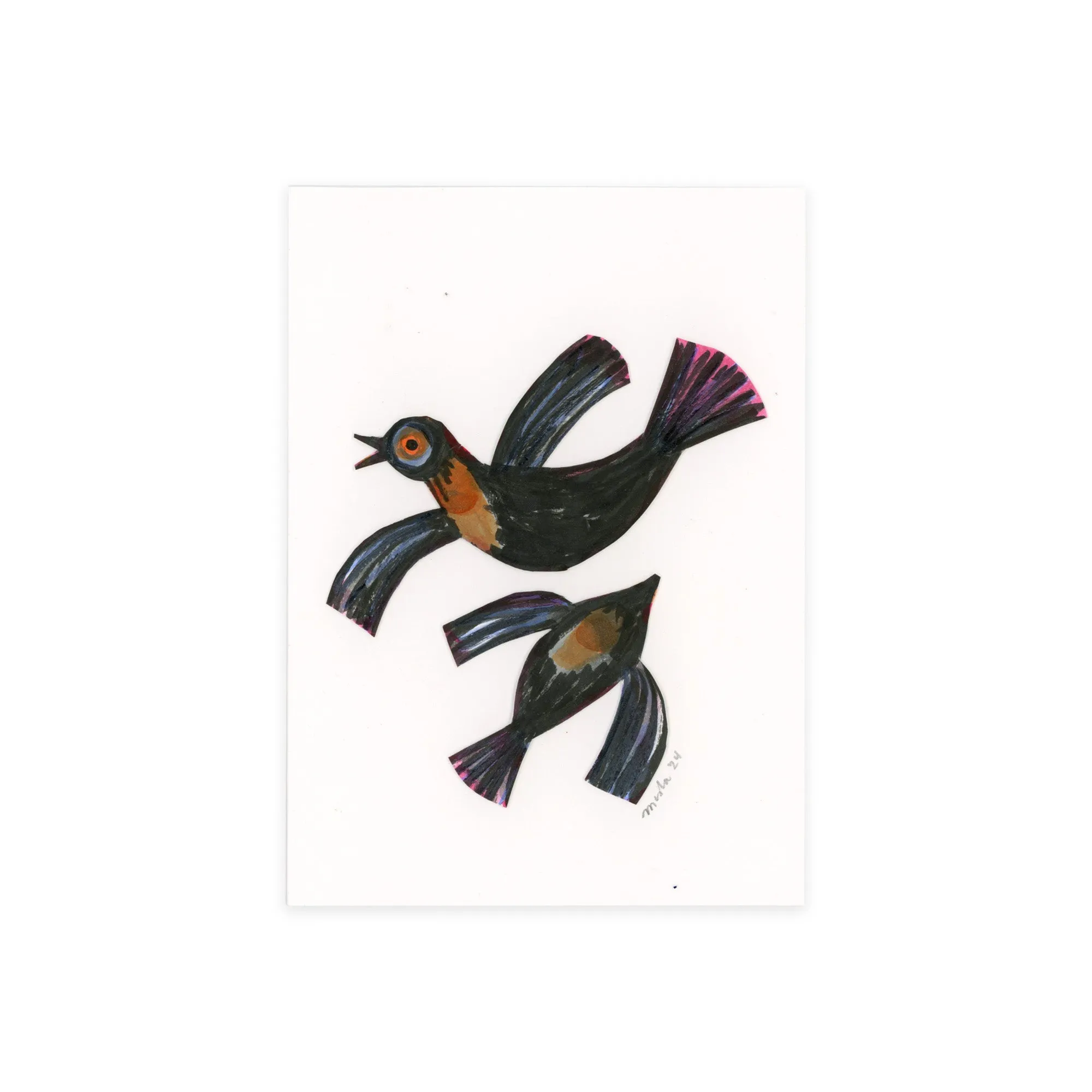 Flying Birds / handmade, full size card