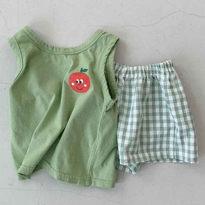 Fruity Singlet With Plaits Shorts