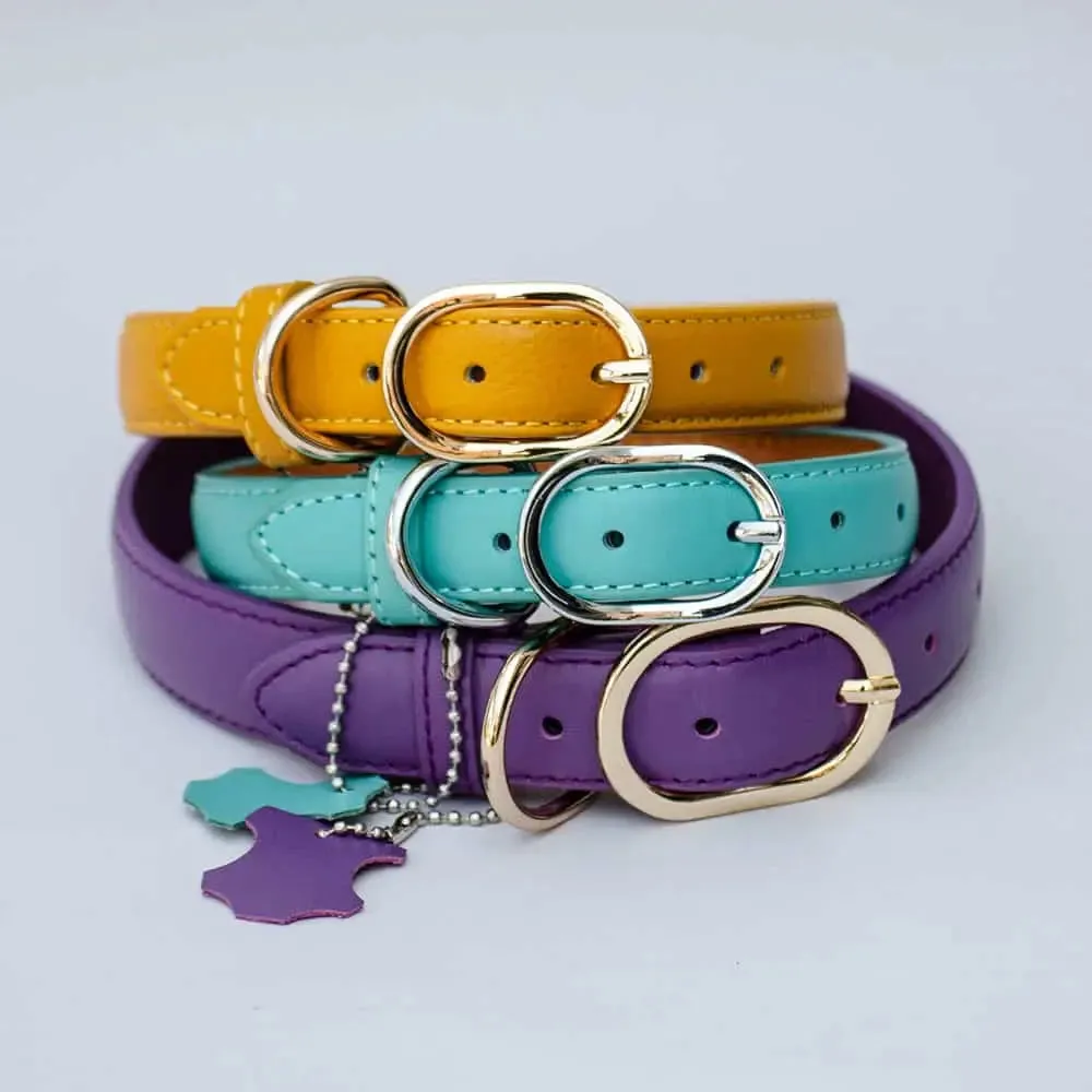 Halsband aus Leder "Summer" - LILA