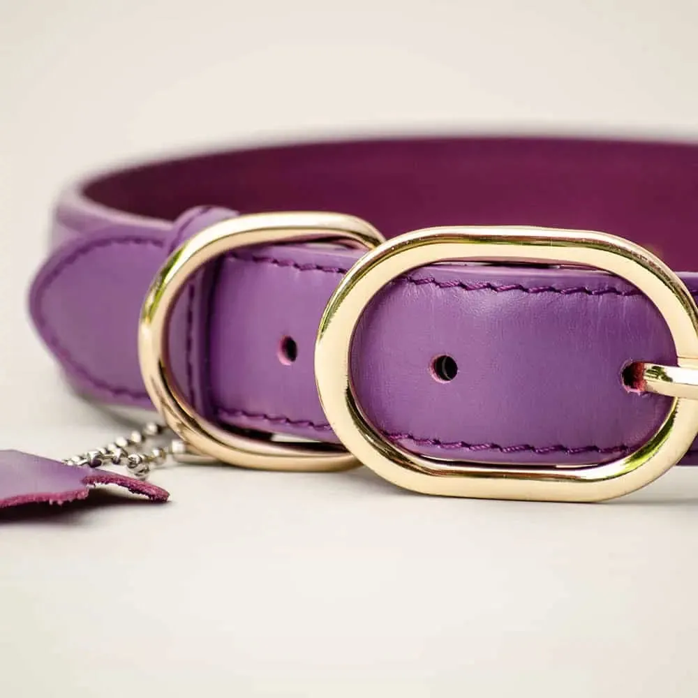 Halsband aus Leder "Summer" - LILA