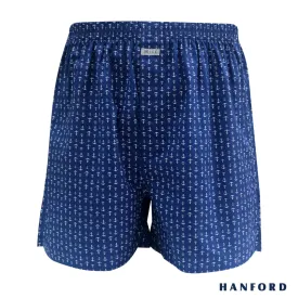 Hanford Men 100% Cotton Woven Shorts Anchor -  Anchor Print/Navy Peony (SinglePack)