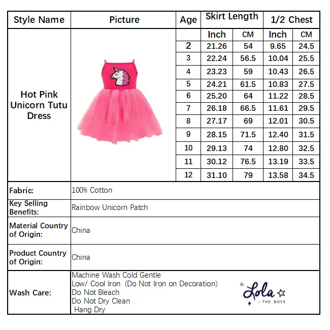 Hot Pink Unicorn Tutu Dress