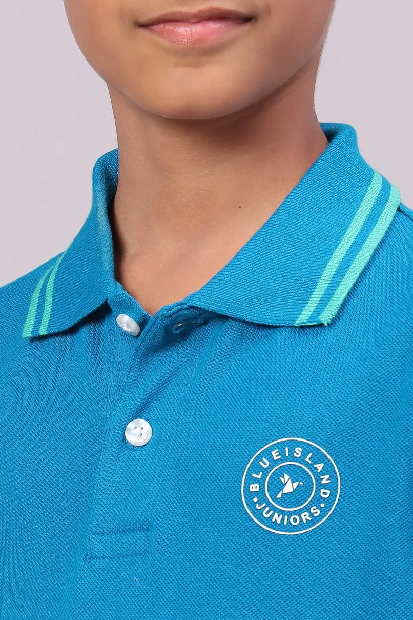 KIDS - Cool Blue Solid Tshirt - Stain Proof