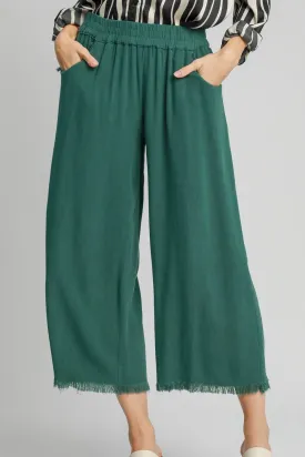 Linen Blend Elastic Waistband Wide Leg Pants ONLINE EXCLUSIVE