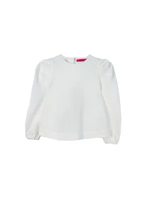 Long Sleeve Puff Sleeve Top - White