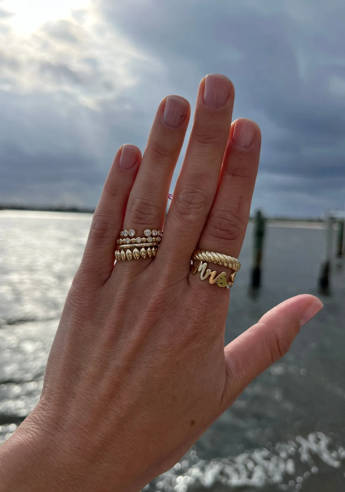 Marquise Gold Stacking Ring