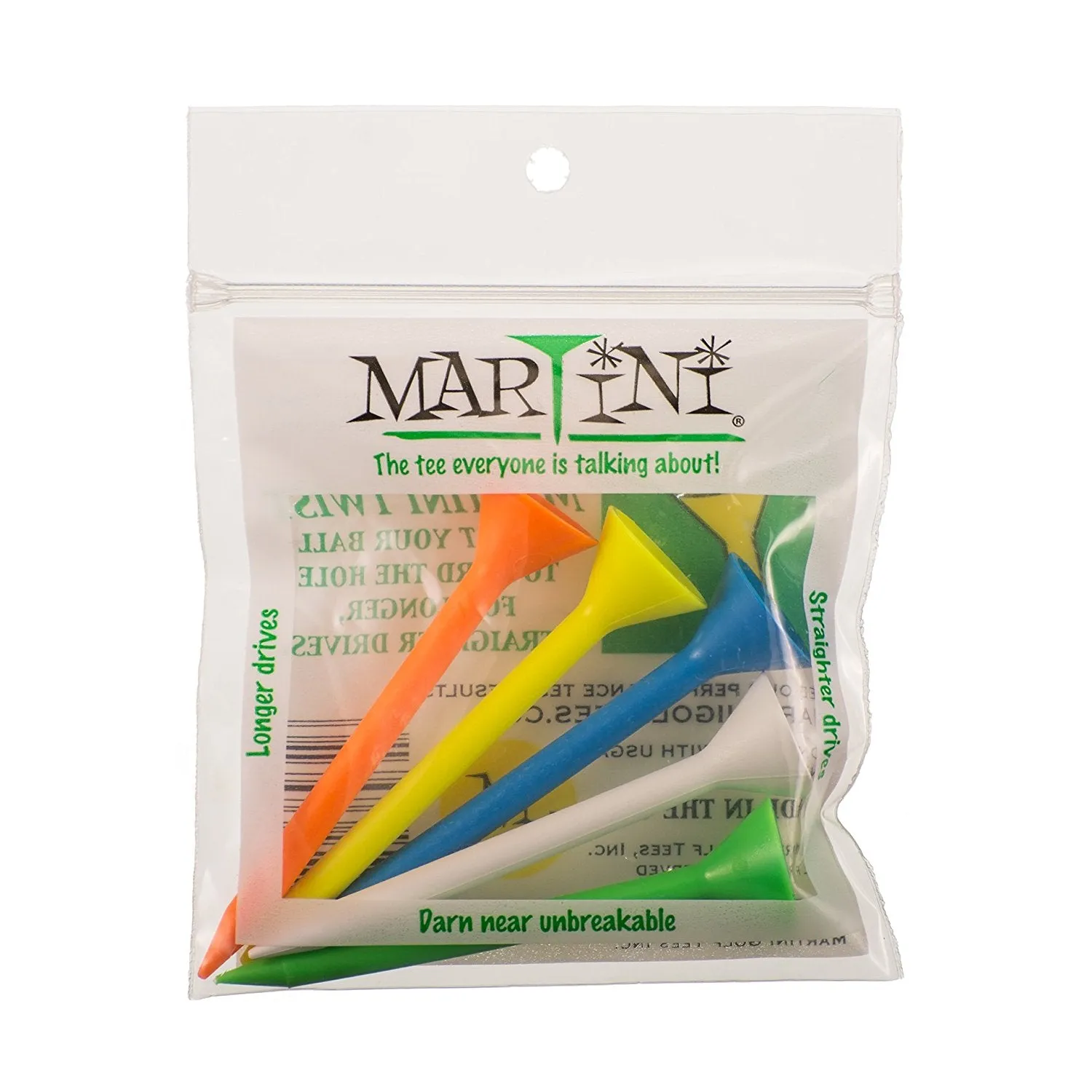 Martini Golf Tee 2 3/4"- Assorted 5 Pack