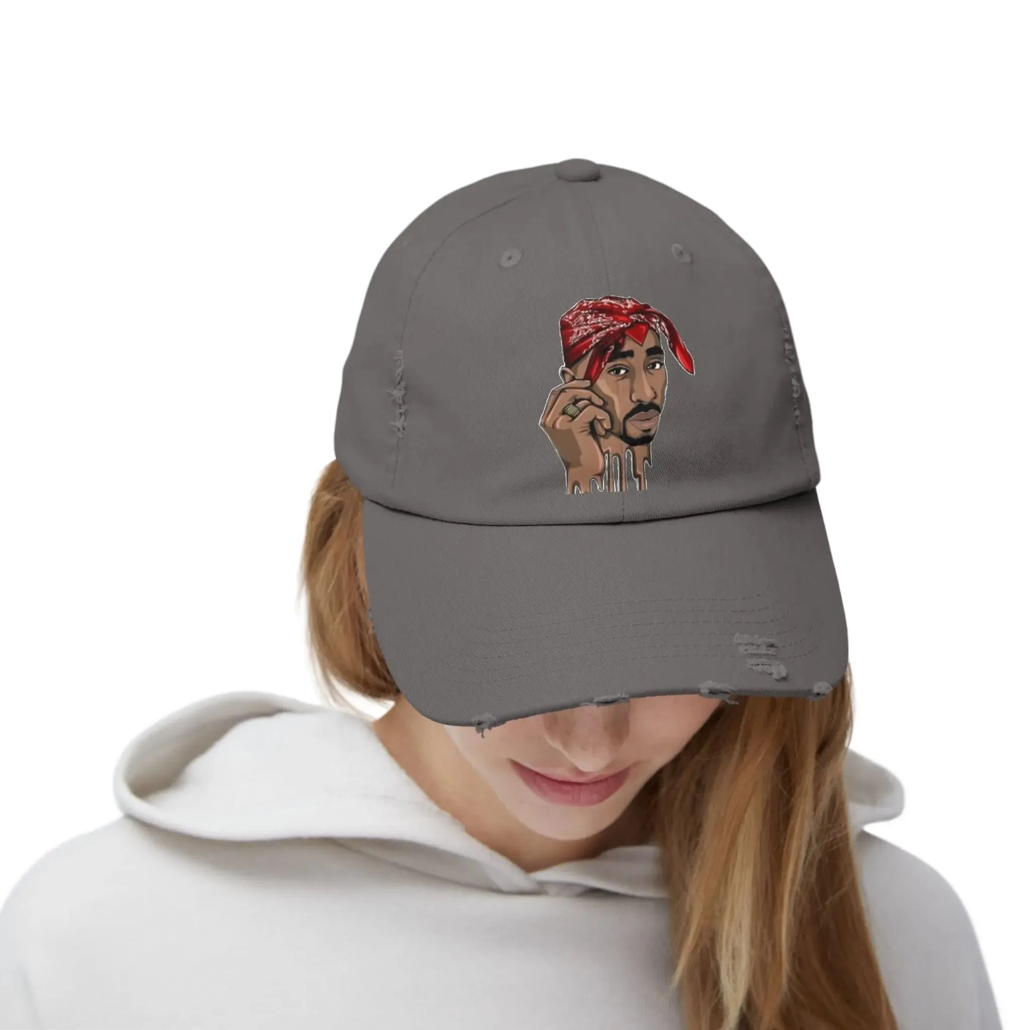 MENS AND WOMEN Distressed Cap with Iconic Bandana Design - Perfect for Music Fans and Casual Style