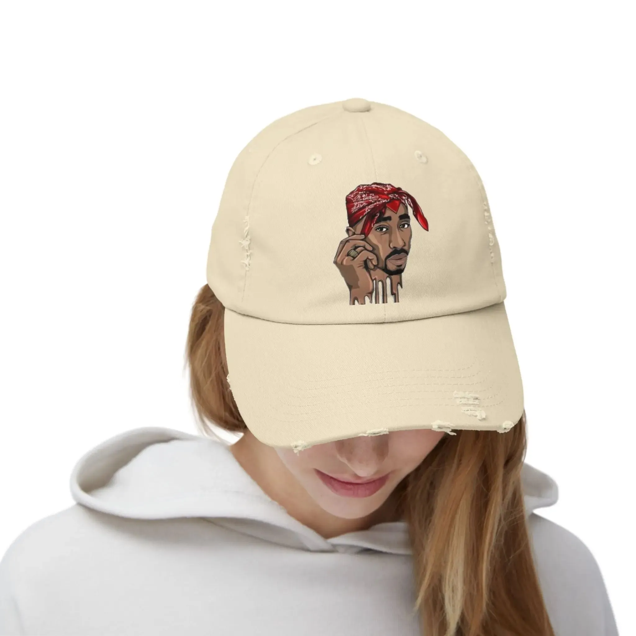 MENS AND WOMEN Distressed Cap with Iconic Bandana Design - Perfect for Music Fans and Casual Style