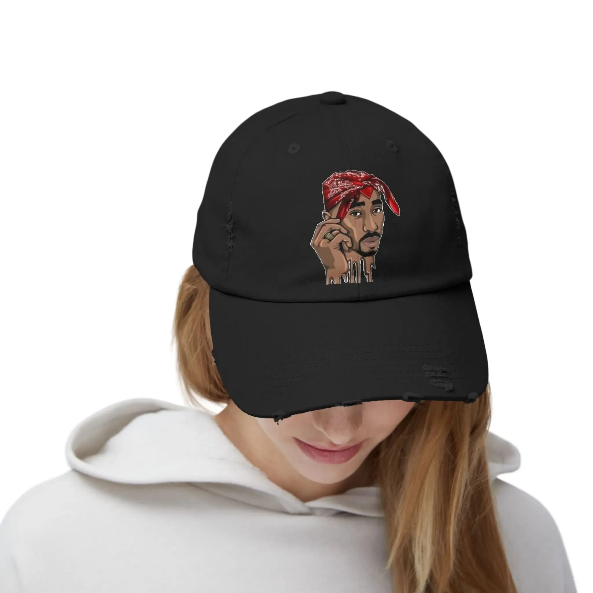 MENS AND WOMEN Distressed Cap with Iconic Bandana Design - Perfect for Music Fans and Casual Style