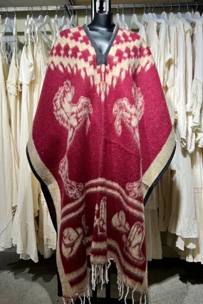 Mexican Brushed Blanket Poncho - Horse