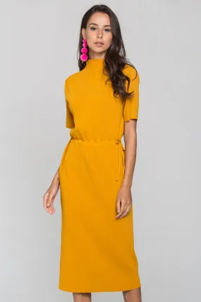 Mustard Ribbed Skirt Drop Shoulder