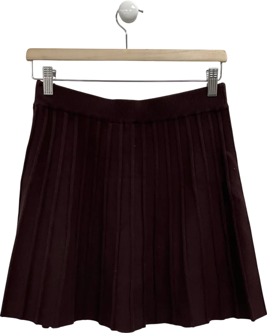 New Look Brown Knitted Pleated Skirt UK S