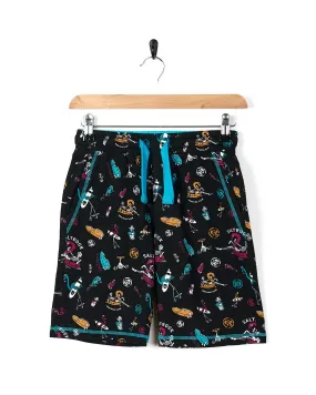 Poolside Mash - Kids All Over Sweat Short - Black