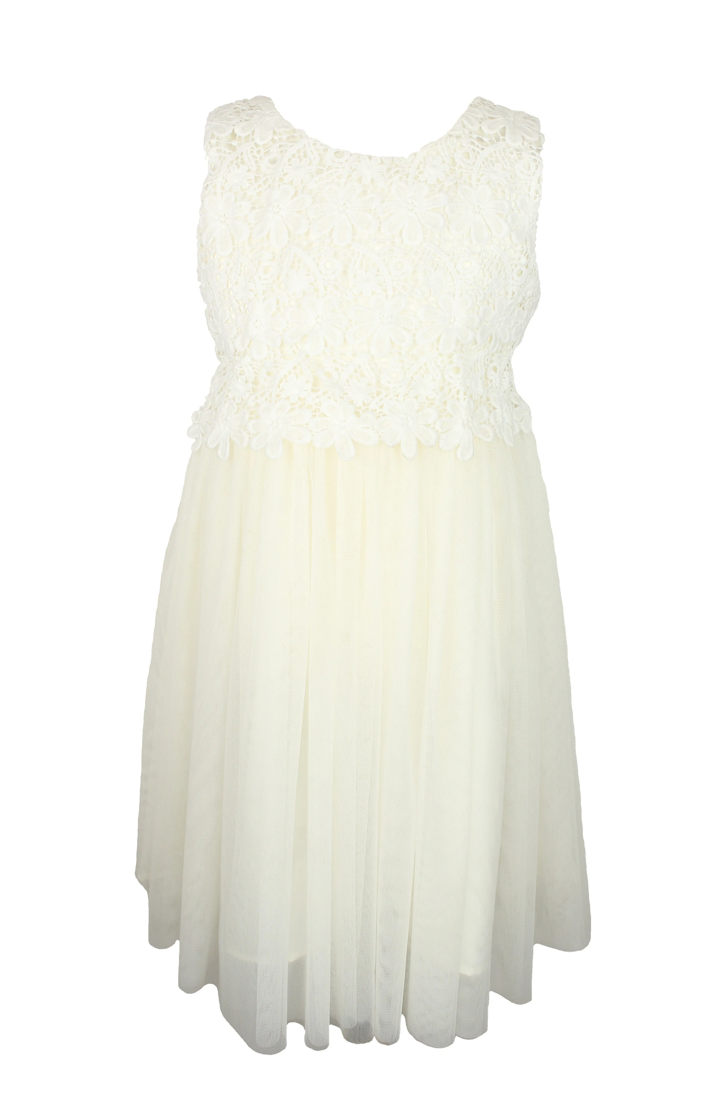 Popatu Little Girls White Lace Dress