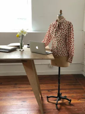 Pussy Bow Heart Blouse by Unique Vintage