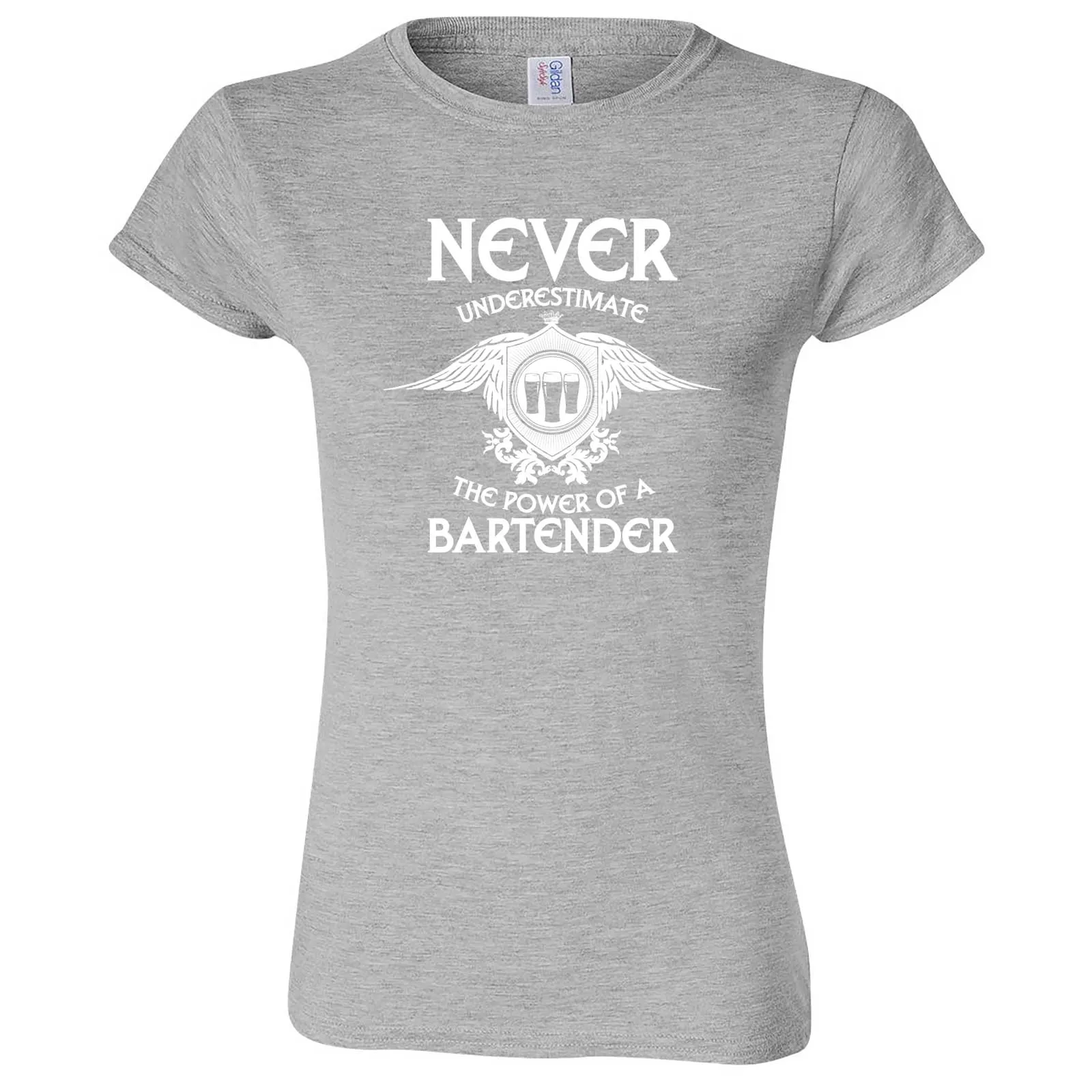 "Never Underestimate the Power of a Bartender" women's t-shirt