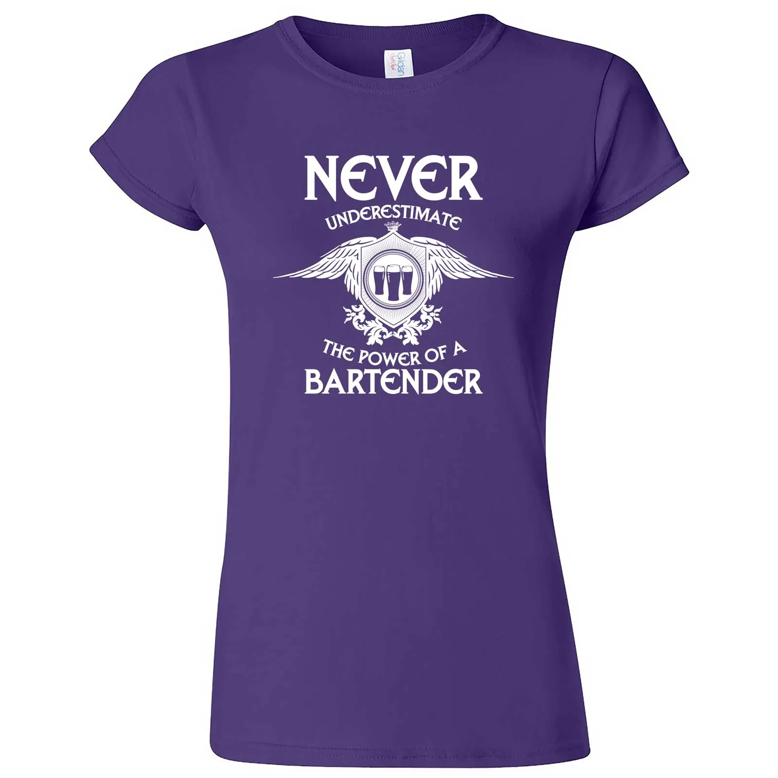 "Never Underestimate the Power of a Bartender" women's t-shirt